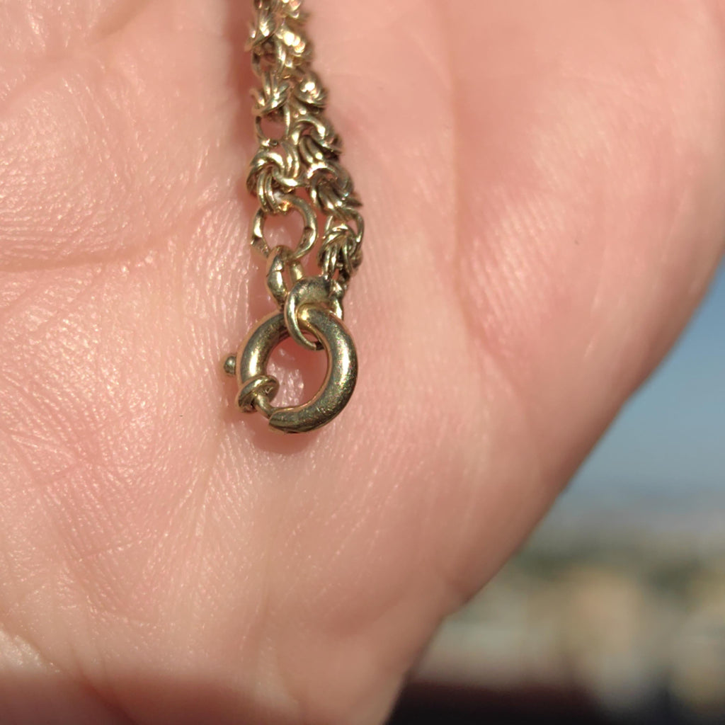 Hallmarked 14k Solid Yellow Rose Champagne Gold Rope Chain Mid century Bracelet Antique Elegant Unisex Jewellery Gift Present