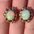 Antique Opal 18k Gold Earrings: Handmade Floral Art Nouveau Jewelry