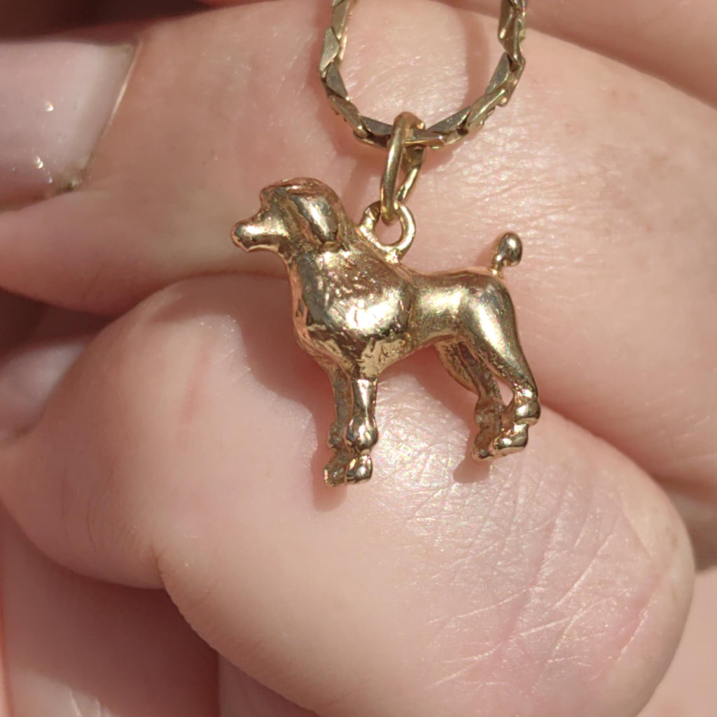 Vintage 18k Gold Poodle Pendant: Mid-Century Dog Charm