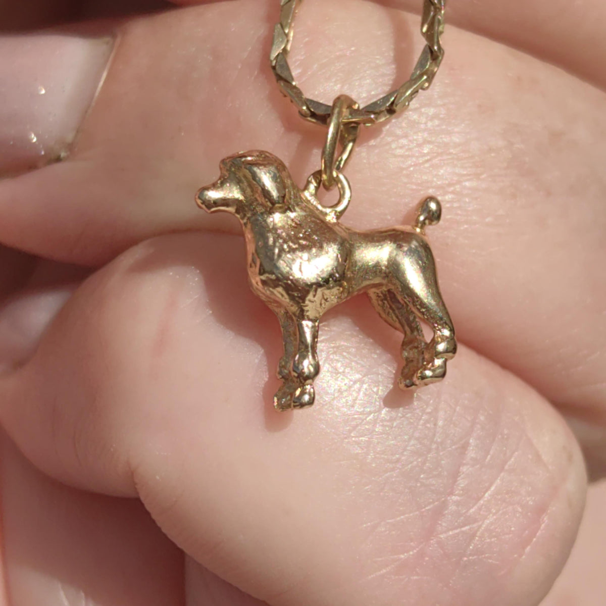 Vintage 18k Gold Poodle Pendant: Mid-Century Dog Charm