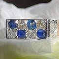 1930s Art Deco 14k Gold Diamond & Sapphire Elegant Chevalier Sports Ring Large Statement  Unisex Signet Ring Gift Present
