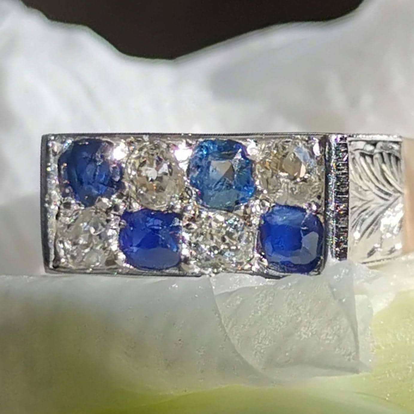 1930s Art Deco 14k Gold Diamond & Sapphire Elegant Chevalier Sports Ring Large Statement  Unisex Signet Ring Gift Present