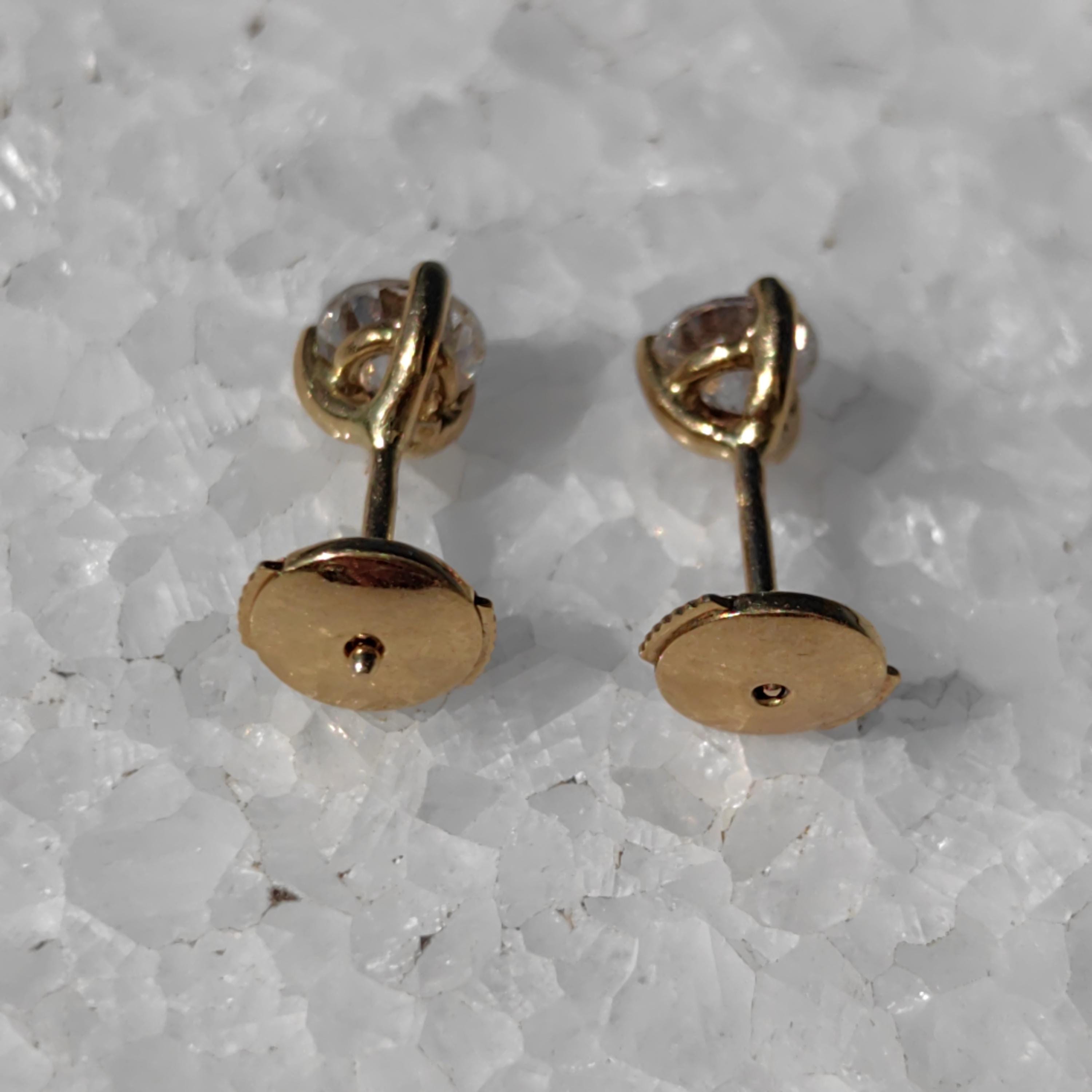 Vintage Diamond Solitaire Natural Elegant Classic Stud Earrings 18k 750 Hallmarked Yellow Gold Solitaire Earrings Gift Wedding