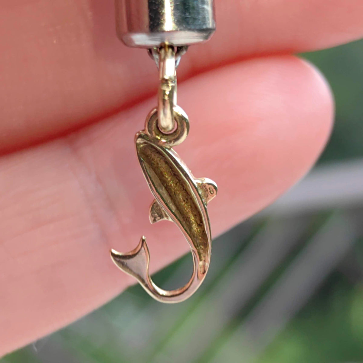 Vintage 14k Hallmarked Solid Yellow Gold Fish Charm Pendant Sea Ocean Nautical Style Retro Antique Necklace Bracelet Charm Gift for Her