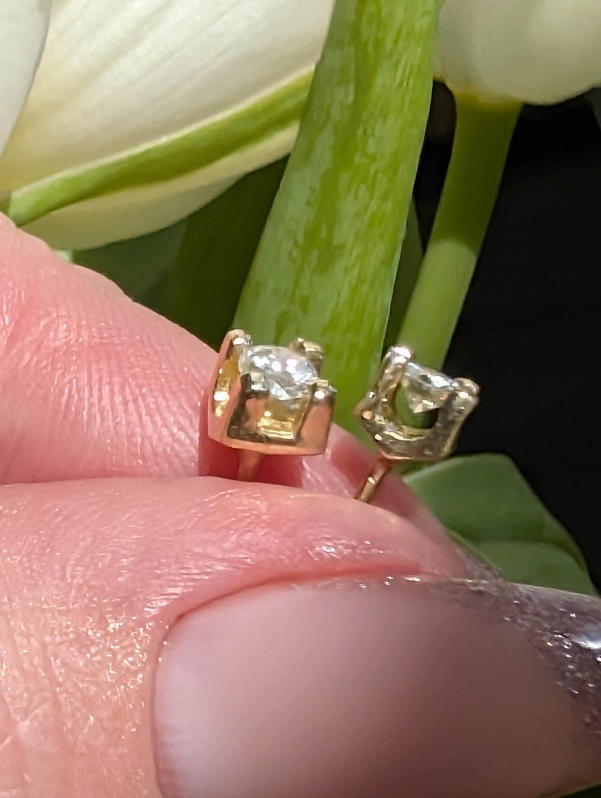 Natural Diamond Stud Earrings 14k 585 Solid Yellow Gold Vintage Classic Solitaire Geometric Minimalist Push Back Fine Jewelry Gift for Her