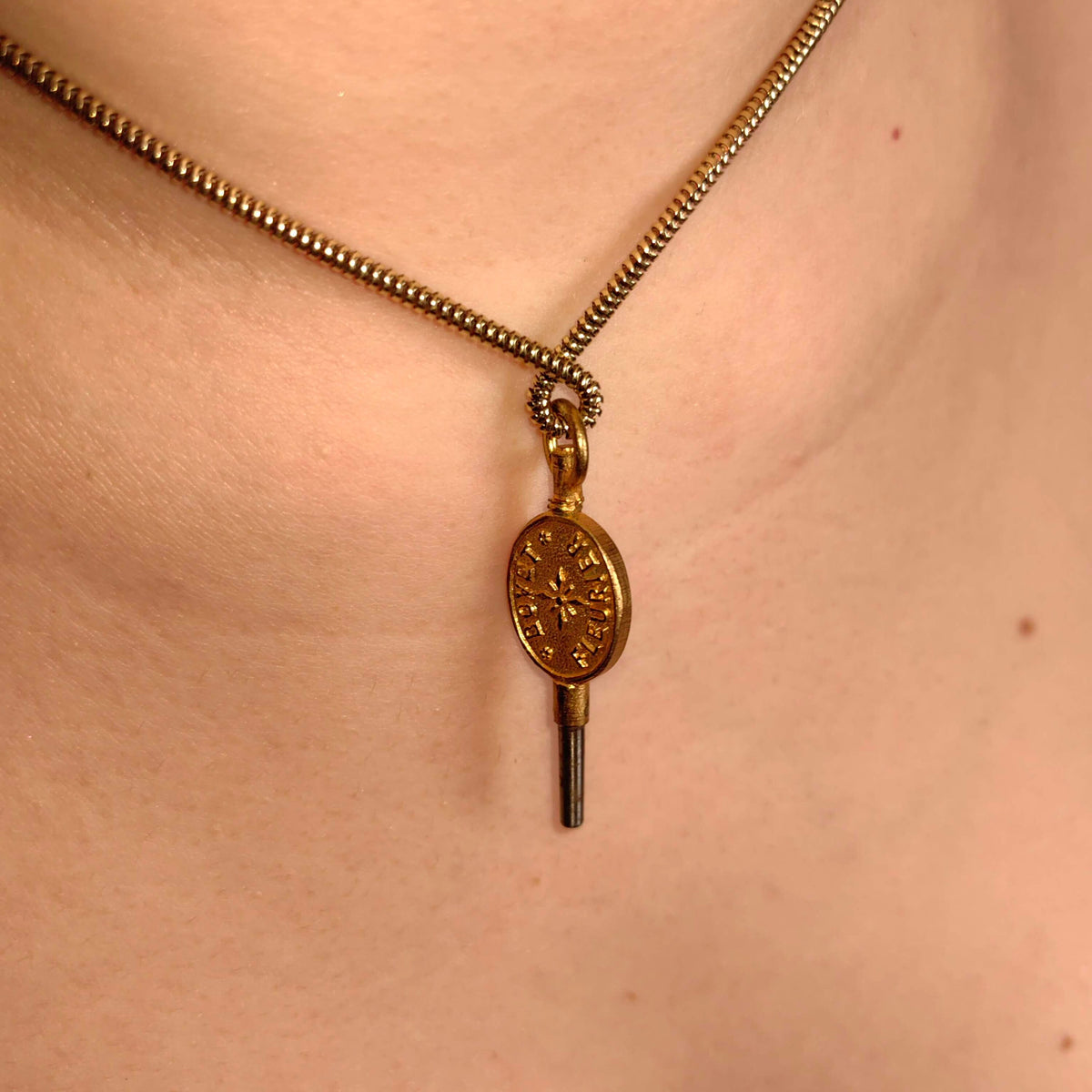 Antique Ormolu Gold Plated Watch Key Pendant: 19th Century Oriental Design