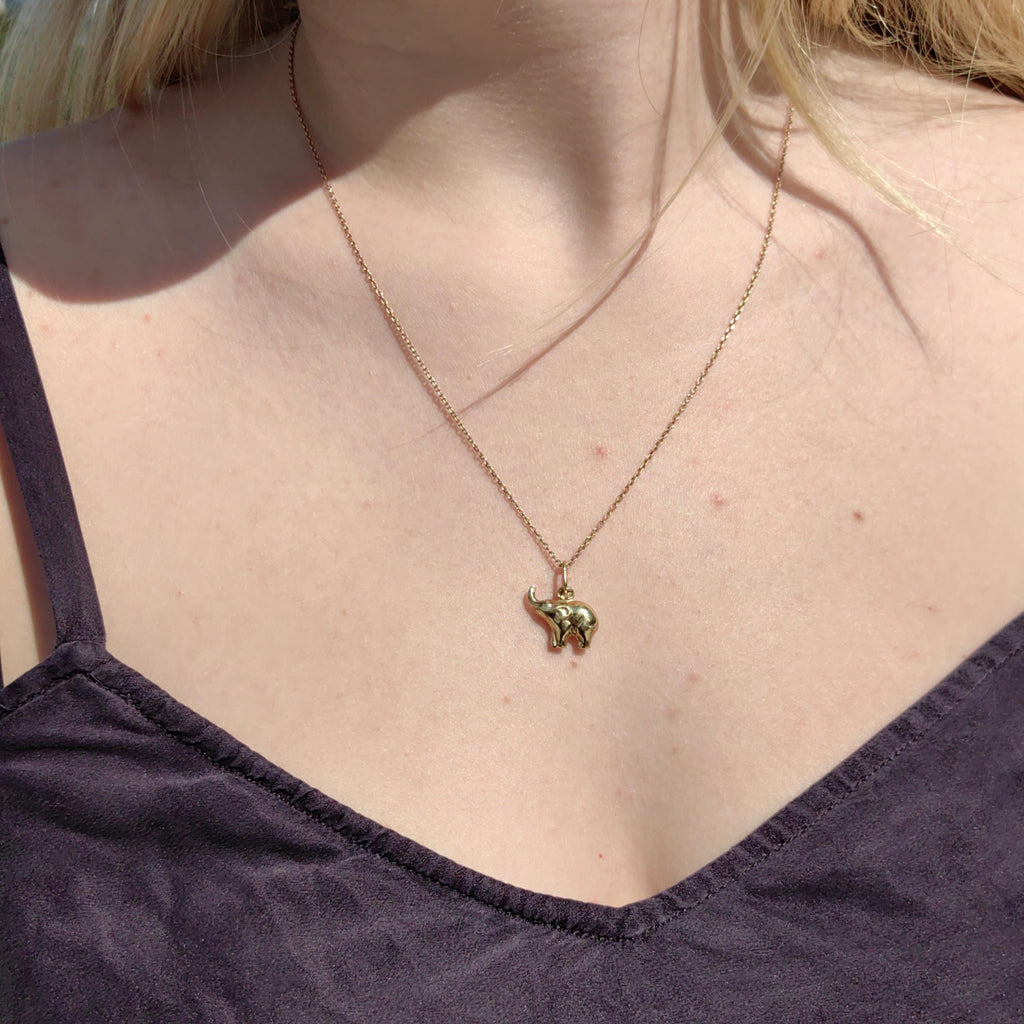 14k Gold Fire Enamel Pig Pendant: Art Nouveau Farm Charm