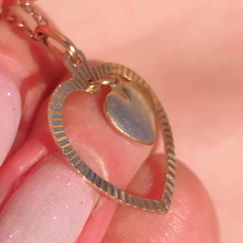 14k Yellow Gold Interlocking Hearts Pendant: Vintage Romantic Gift