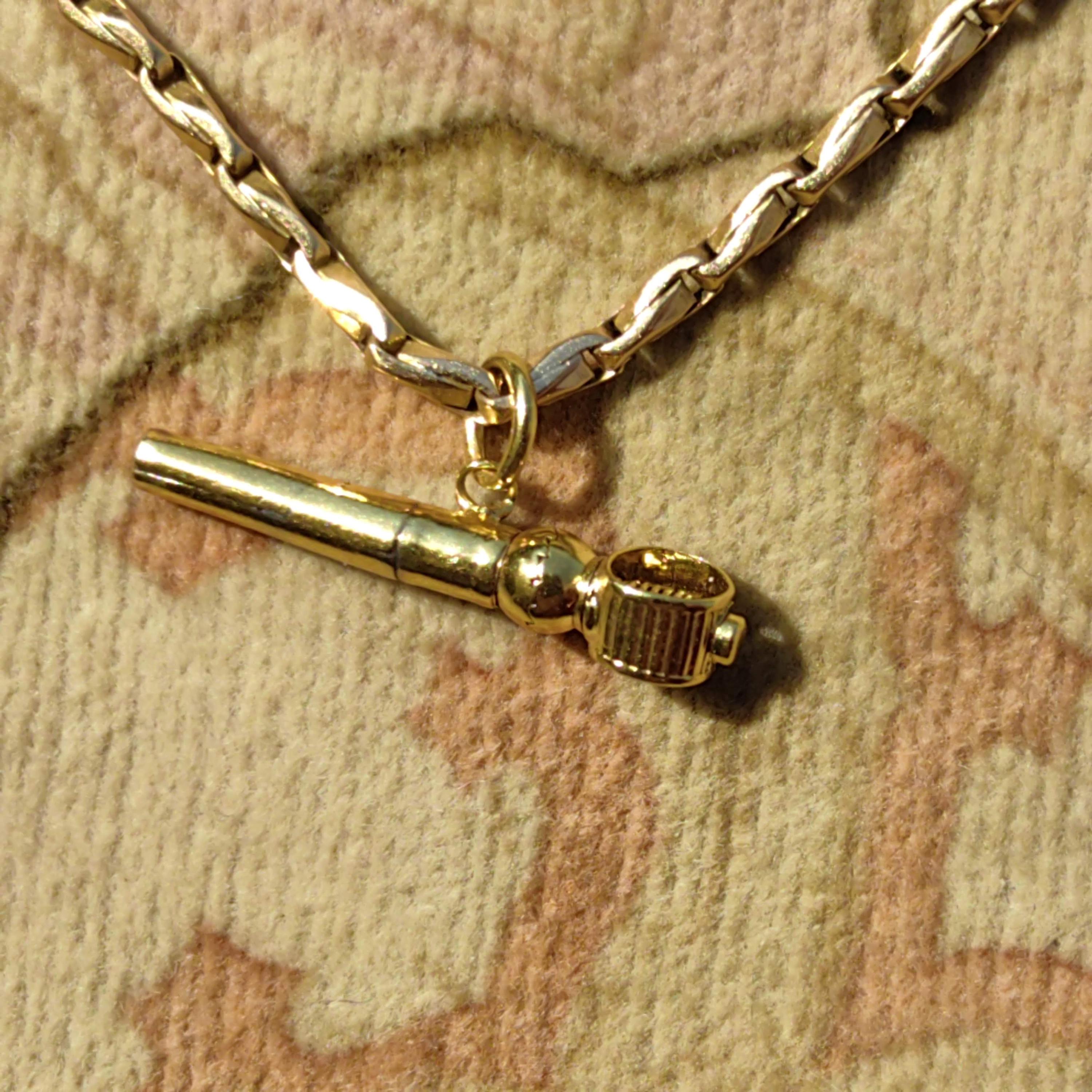 Antique 18k Gold Pocket Watch Key Pendant: Handcrafted Fob Charm