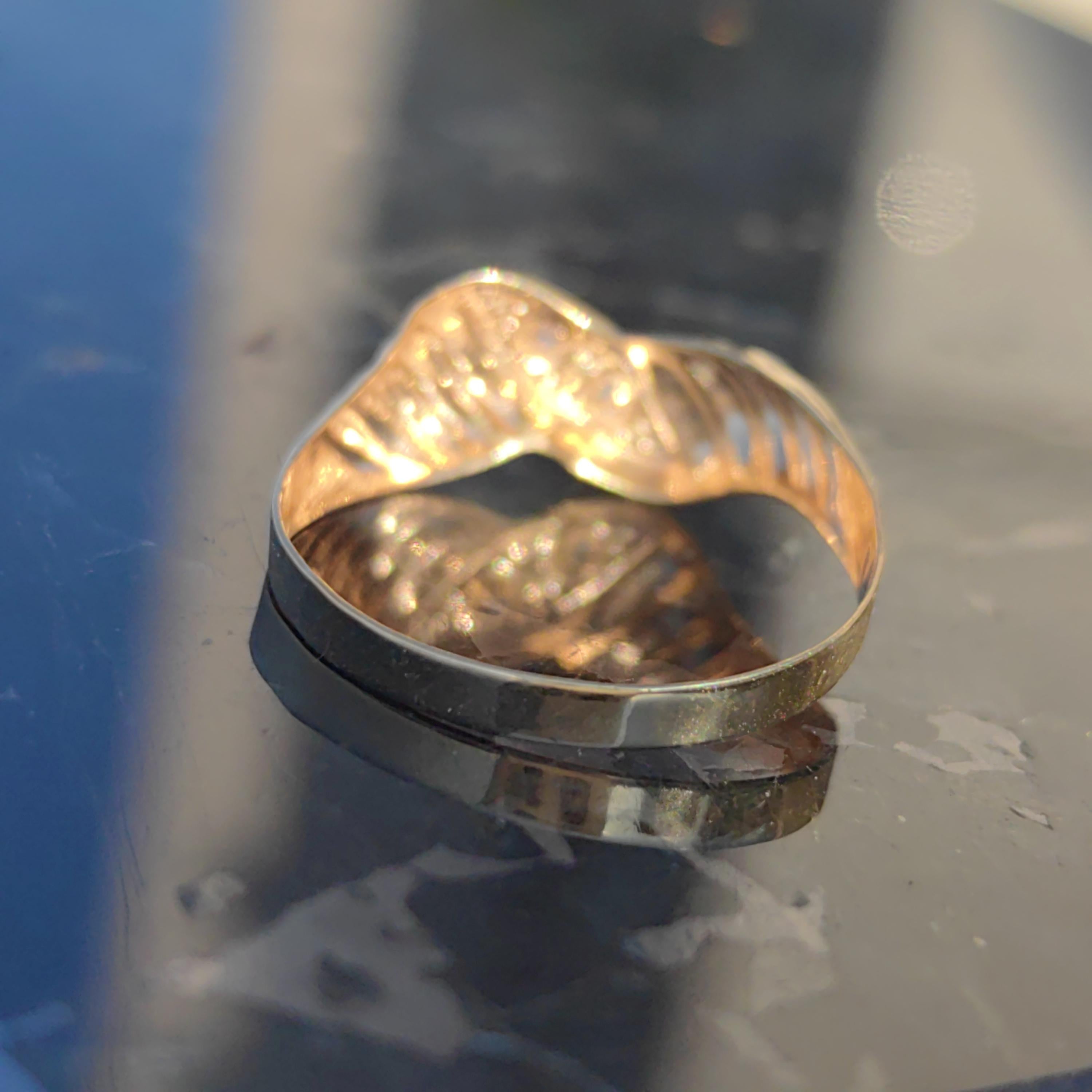 Vintage Diamond Two-Tone Gold Engagement Ring: 14k Hallmarked Band, 1980s Elegant Style