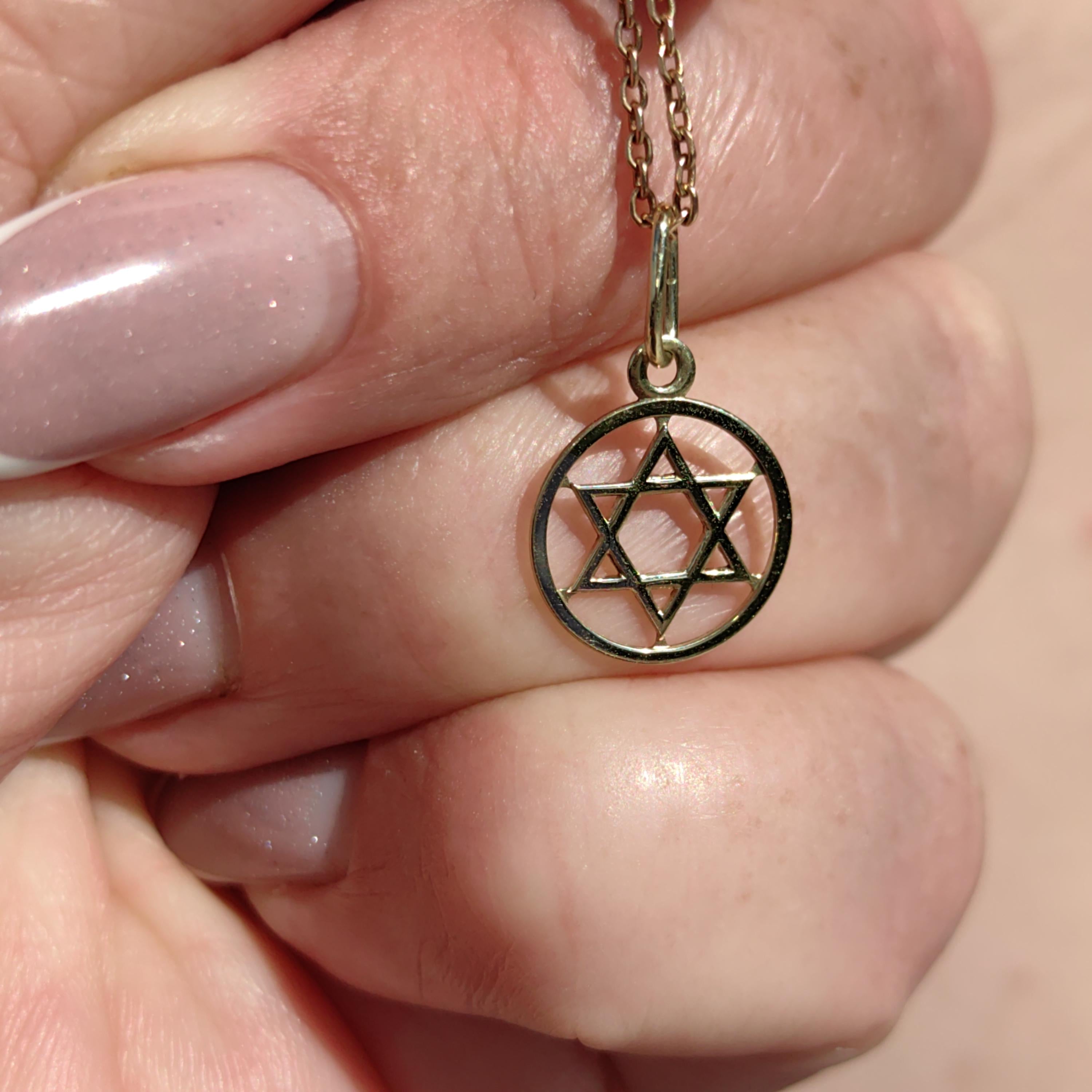 14k Solid Gold Star of David Pendant: Vintage Chiseled Judaica Charm
