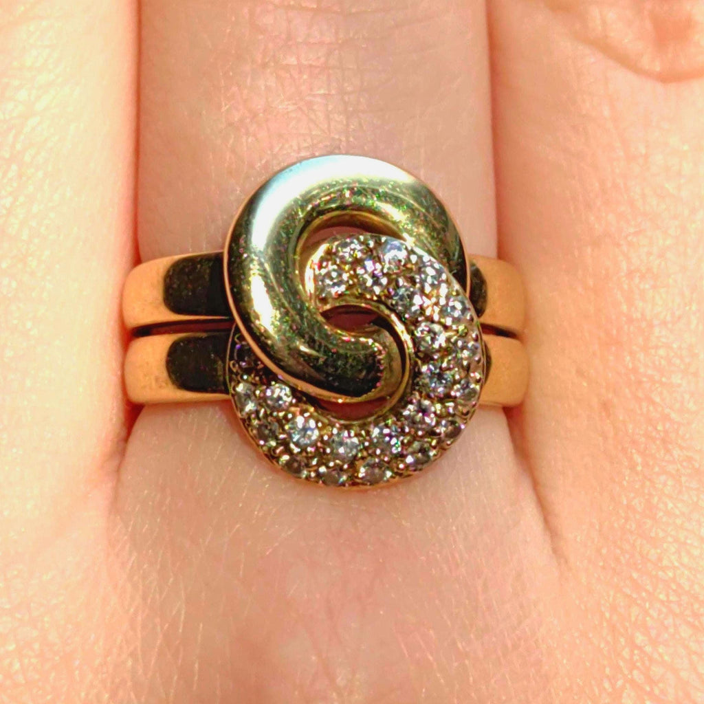Diamond Knot Ring: 14K Yellow Gold Pavé Engagement Ring, Size 8