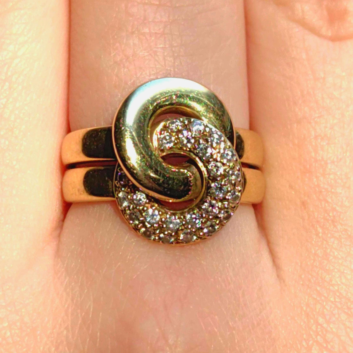 Diamond Knot Ring: 14K Yellow Gold Pavé Engagement Ring, Size 8