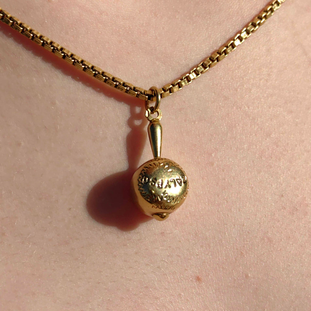 Vintage 18K Gold Maracas Charm Pendant - Calypso Engraved