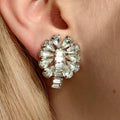 Art Deco Paste Stone Clip-on Earrings: Antique Silver Costume Jewelry