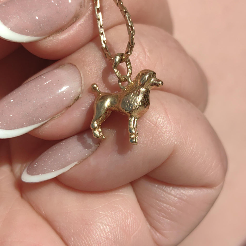 Vintage 18k Gold Poodle Pendant: Mid-Century Dog Charm
