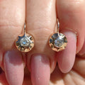 1940s Diamond 14K Gold Sleeper Earrings: Antique Buds