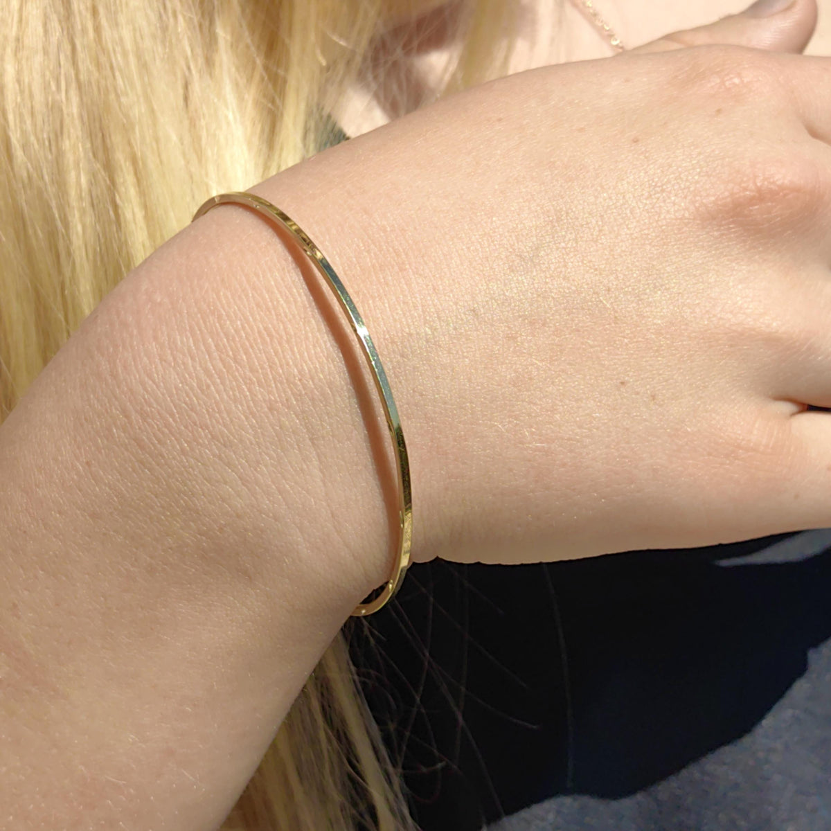 14k Solid Yellow Gold  63mm Diameter Large Hoop Statement Earrings Elegant Bracelet Bangle, Gypsy Earrings Vintage 1980s  Gift for Her