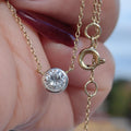 Diamond Gold necklace Solid 14k Gold Vintage solitaire diamond pendant Gift for Her Elegant Dainty Classic Necklace1 950s