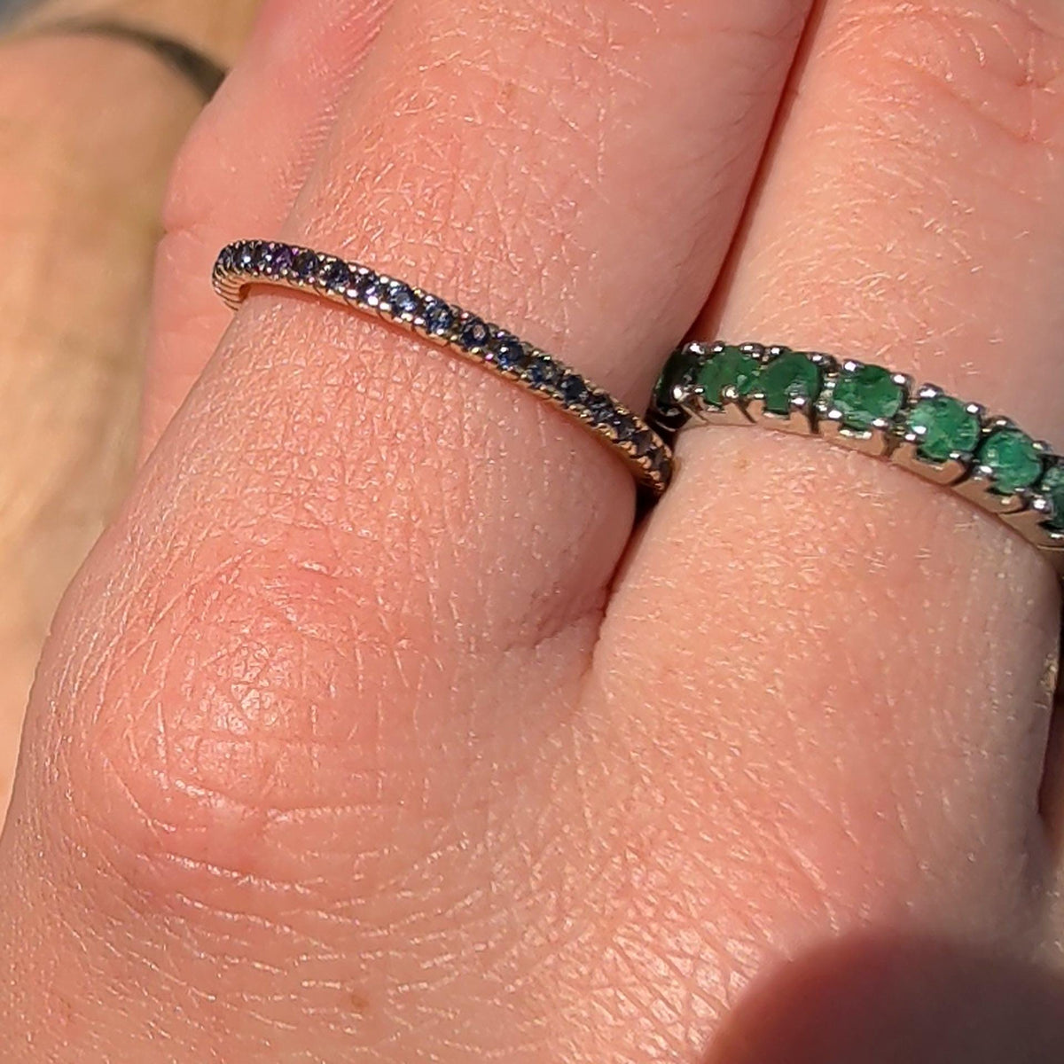 Vintage Natural Periwinkle Blue Sapphire Solid 14k 585 Hallmarked Yellow Gold Dainty Stackable Band Ring Gift for Her Present