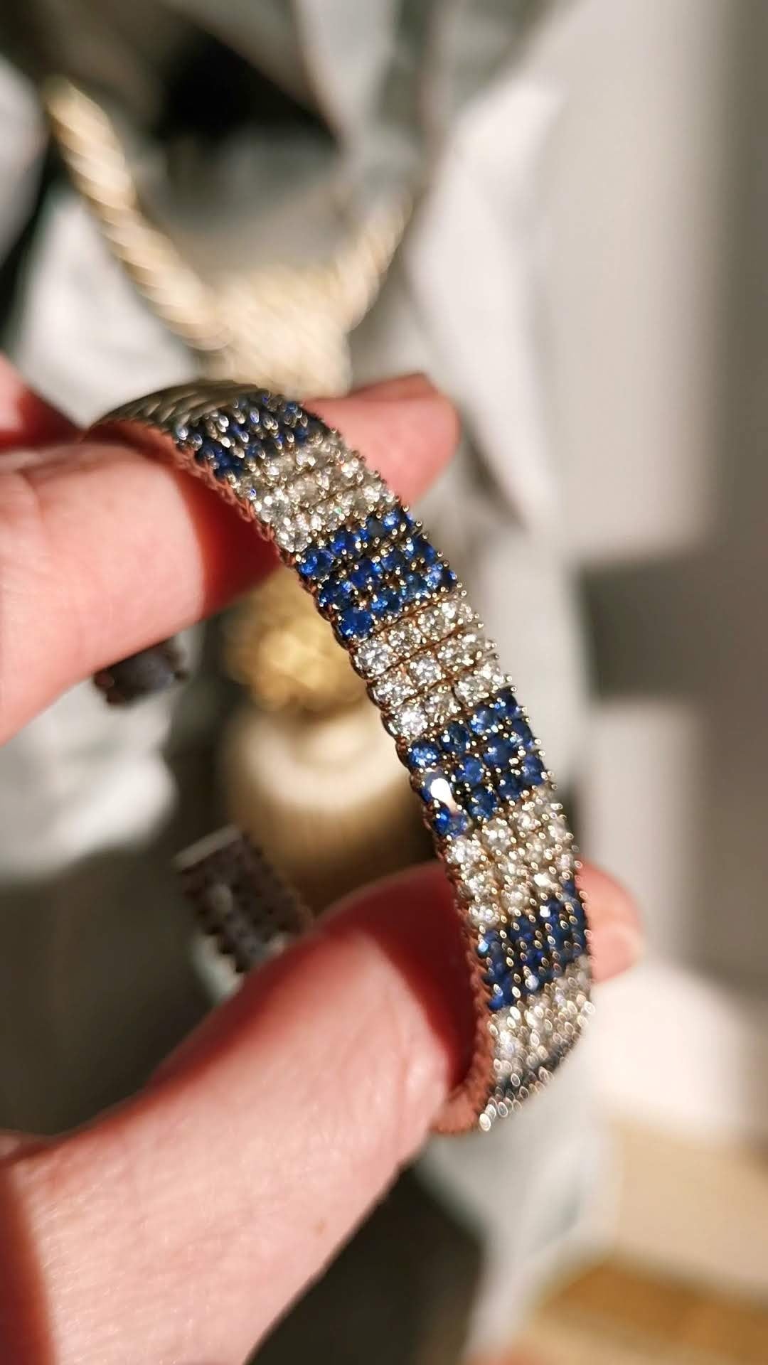 Modern Sapphire and Diamond Platinum bracelet