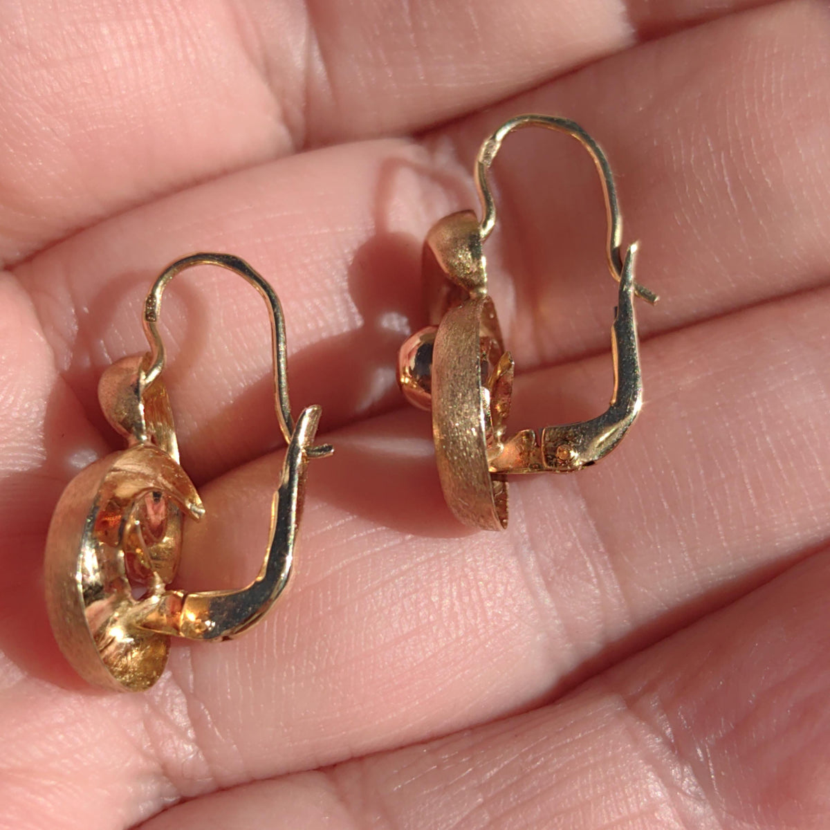 14K Solid Yellow Gold 1920s  Geometric Knot Infinity Lever Back Elegant Vintage Antique Retro Earrings Gift for Her Present