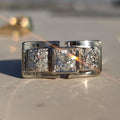 Art Deco 18k White Gold Diamond Ring, Antique Chevalier Style