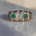 Antique 14k Gold Emerald & Diamond Ring: 1920s Art Deco Statement