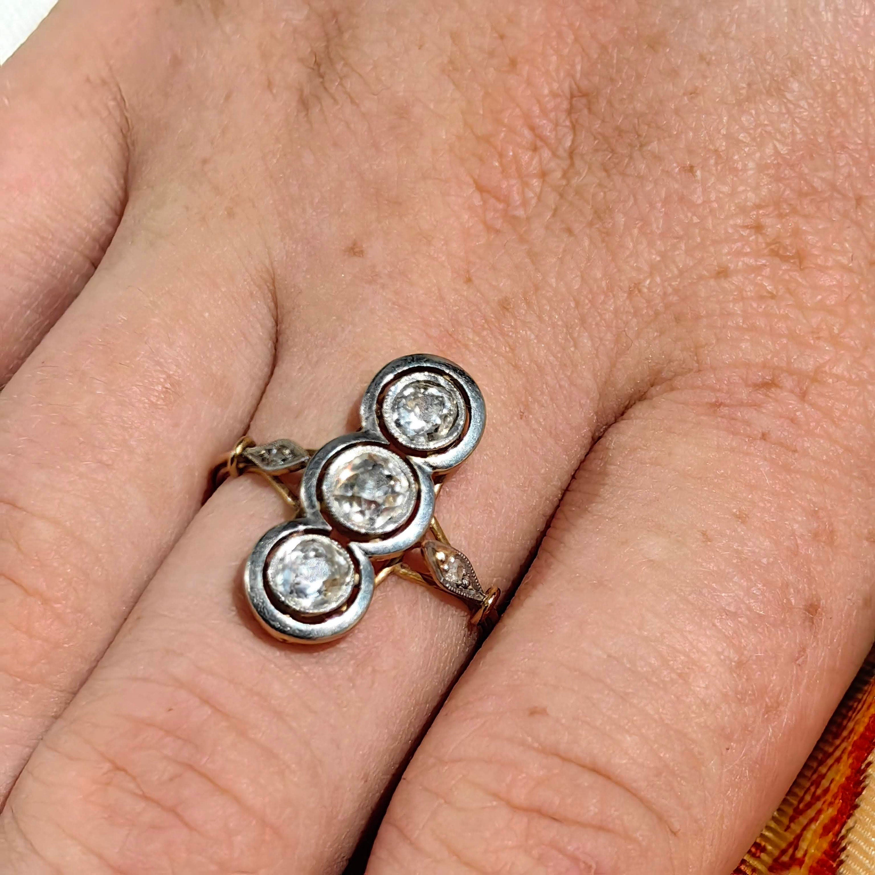 Art Nouveau Vintage Antique Diamond Gold Ring
