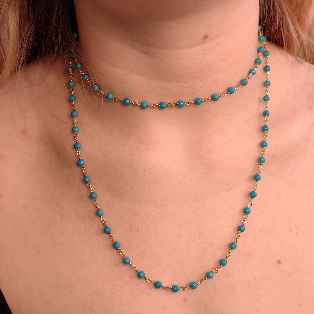 18k Yellow Gold Turquoise Statement Necklace – Mid Century Antique Filigree Collar