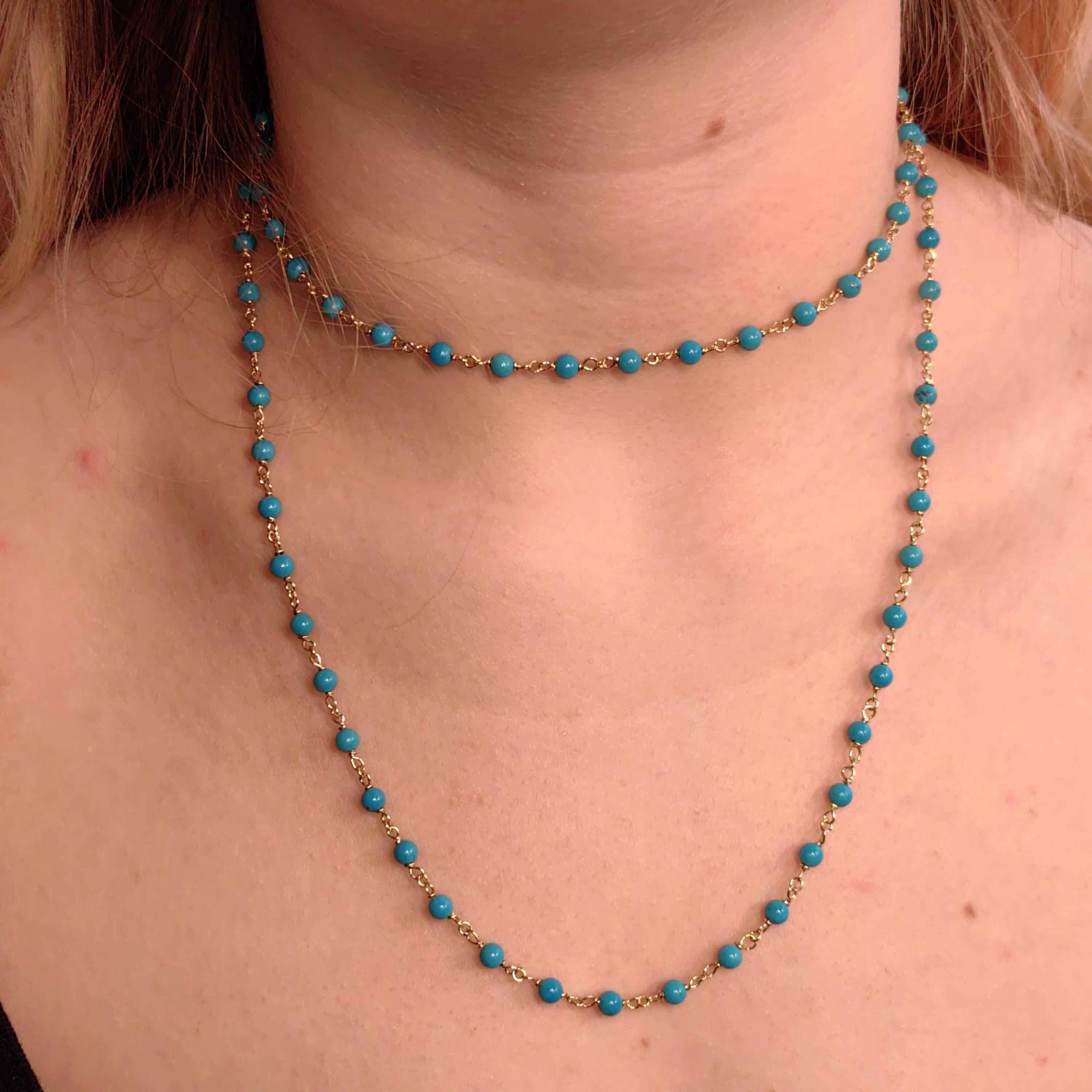 18k Yellow Gold Turquoise Statement Necklace – Mid Century Antique Filigree Collar