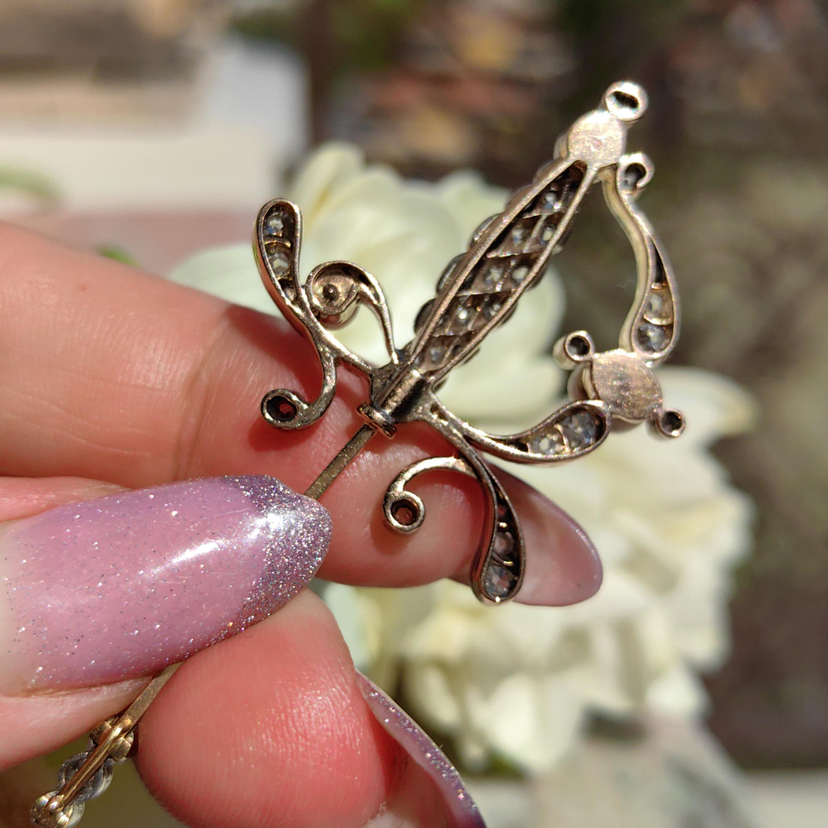 Antique Diamond Pearl Sword Brooch: 14k Gold Edwardian Pin