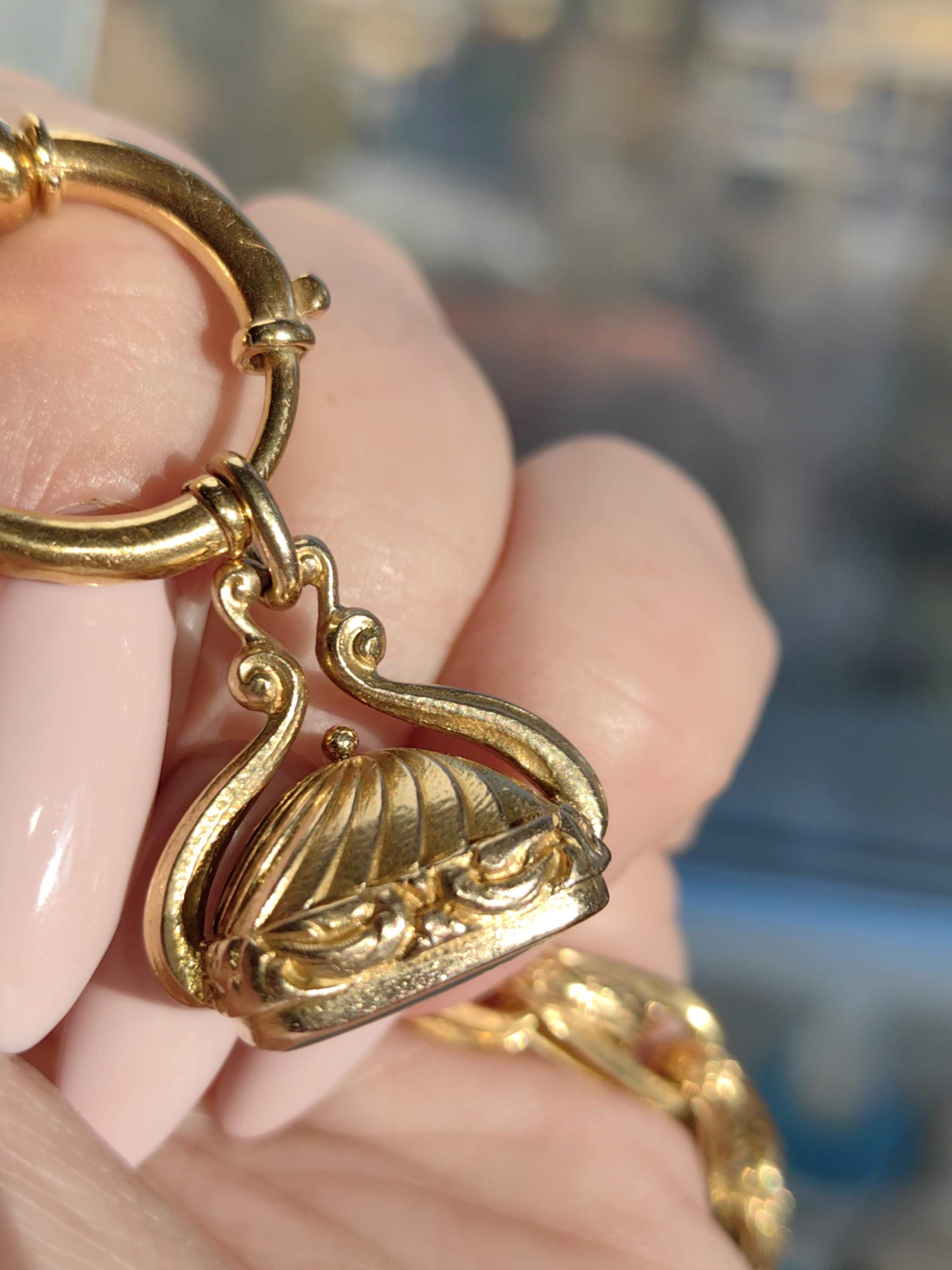 Victorian 14k Gold Chrysophrase Watch Fob Pendant: Hand-Chiseled 1880s Statement Piece