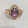 1940s 14k gold purple sapphire ring front