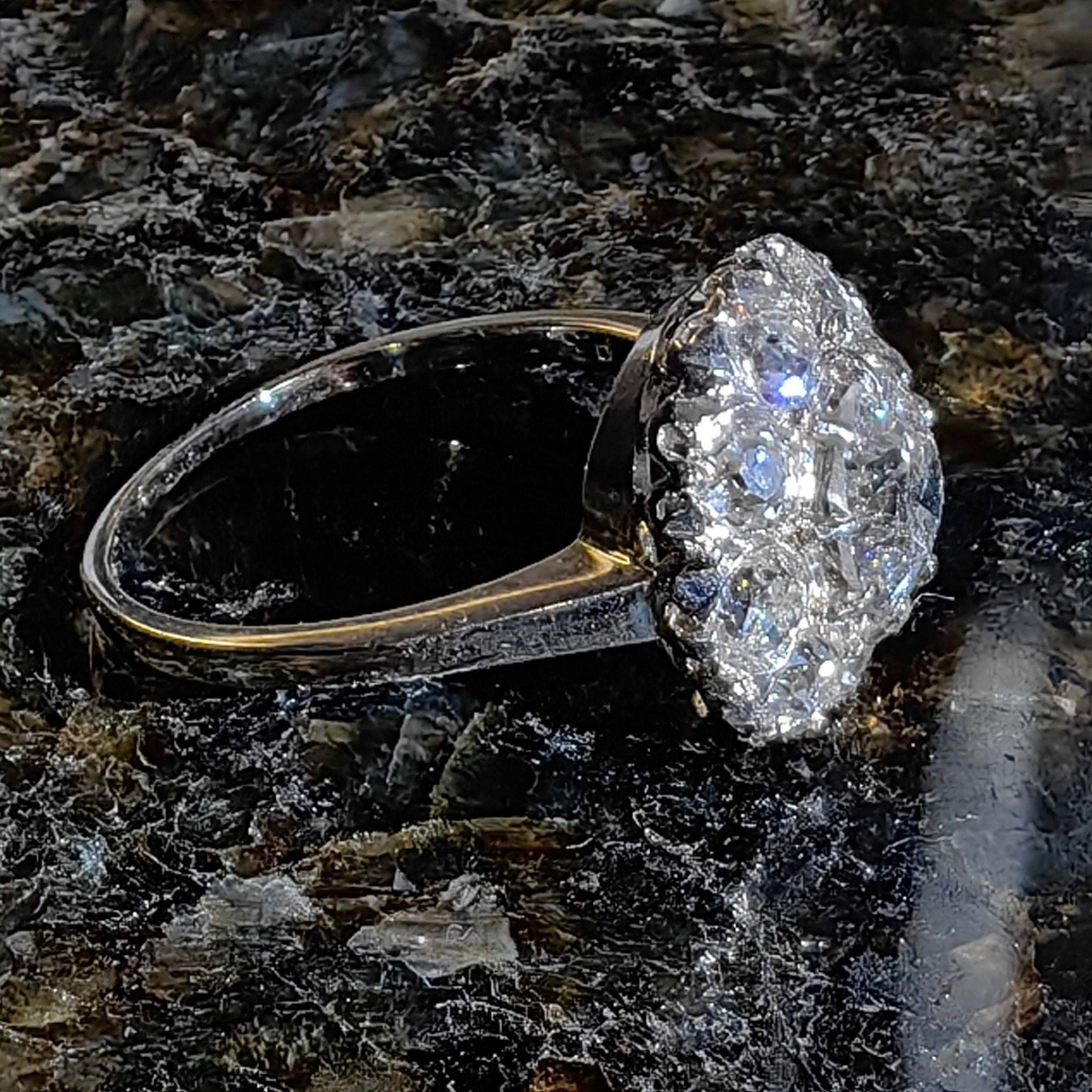 Antique 1.90ct Diamond Cluster Ring: 14K White Gold Art Deco Engagement