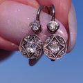 1920s Diamond Sleeper Earrings: Antique 14k White Gold Wedding Jewelry