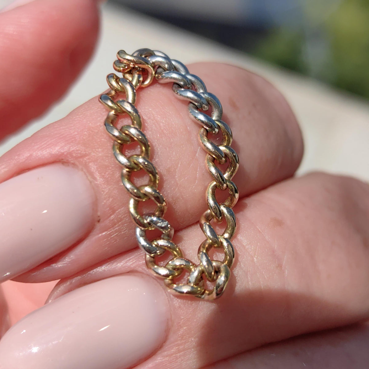 Two Tone 18k Solid Yellow and White Gold Chain Dainty Stackable Elegant Wedding Band Gift for Her Minimalist