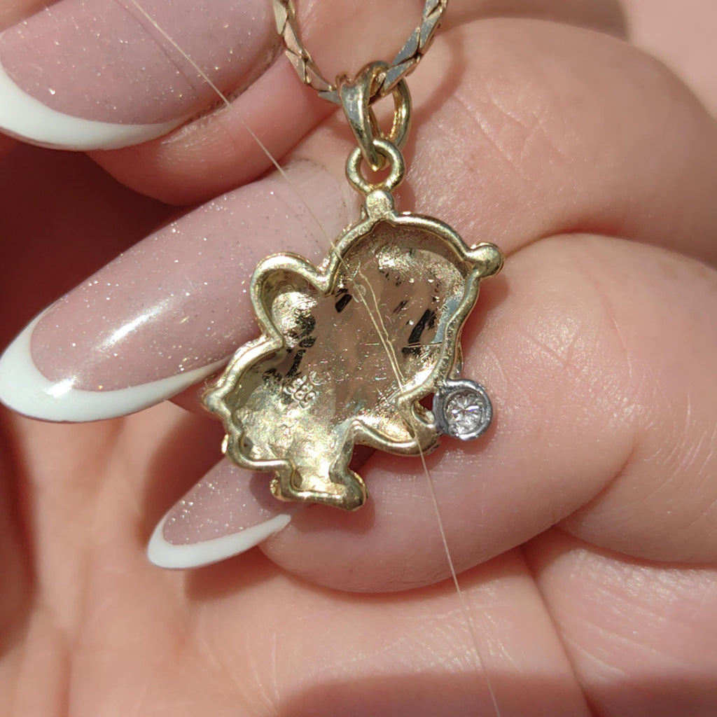 Vintage 14k Gold Bee Charm Pendant: Two-Tone Whimsical Jewelry