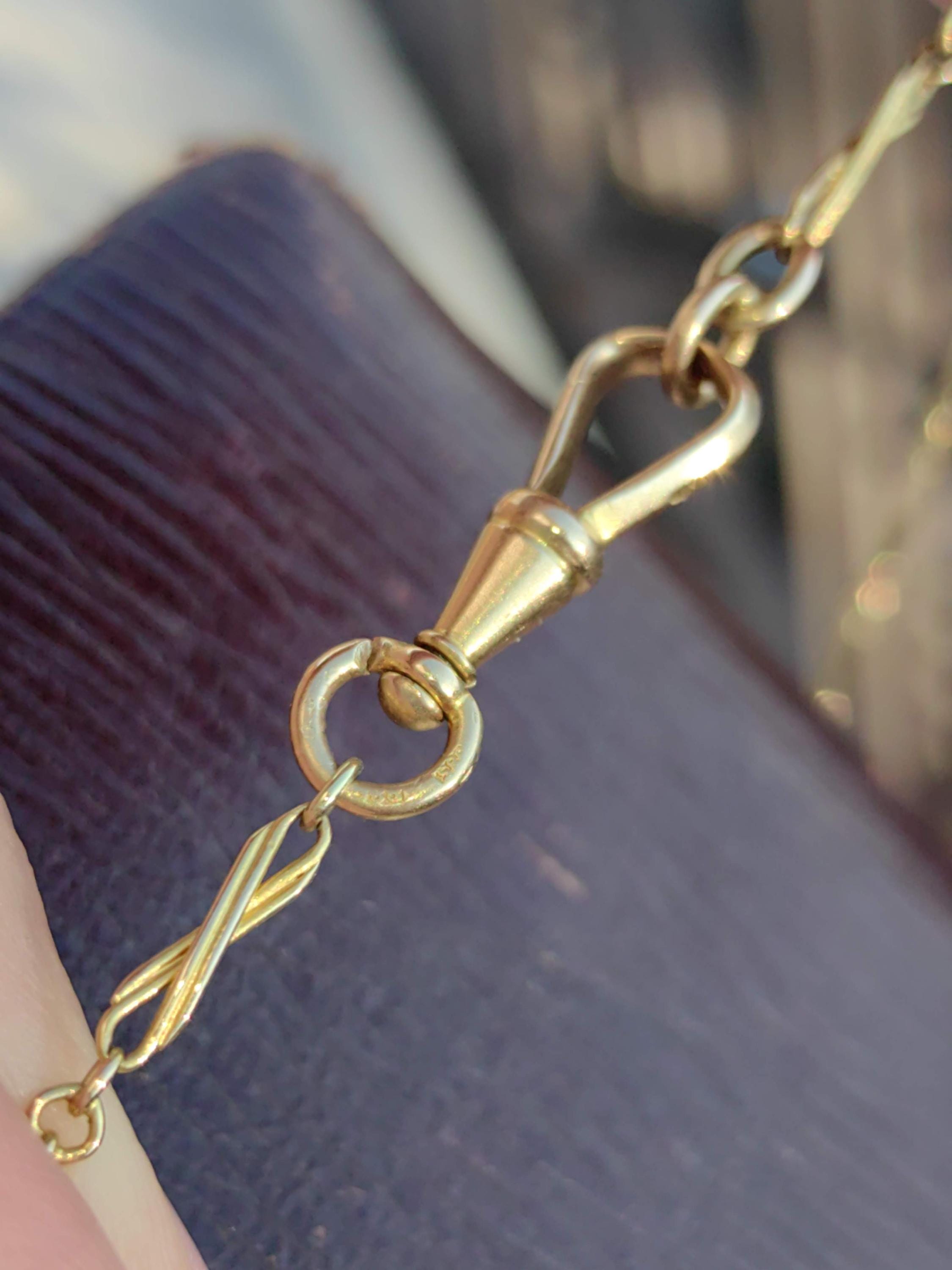 14k Solid Yellow Gold Link Chain Necklace - 87cm Victorian Antique