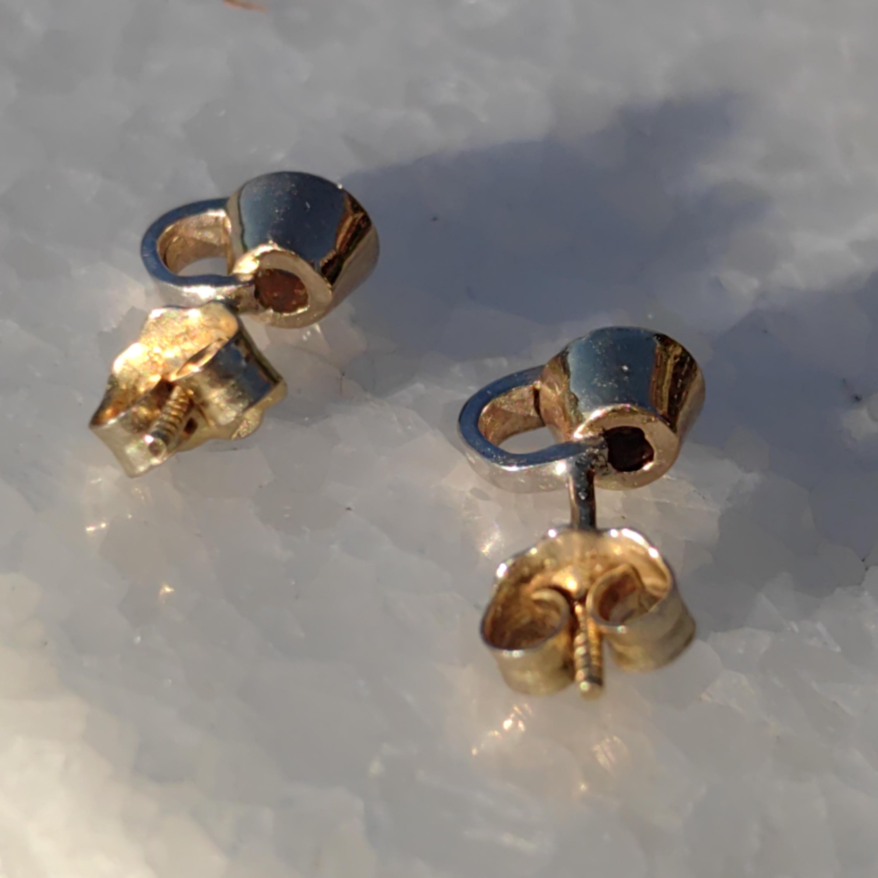 Diamond Stud Earrings: 14k Yellow & White Gold, Vintage Geometric Design