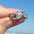 Vintage Diamond Cluster Ring: 14k White Gold Engagement Ring, Size 6.5
