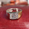 Vintage 18k Yellow Gold Diamond Ring: Unisex Chevalier Statement Ring