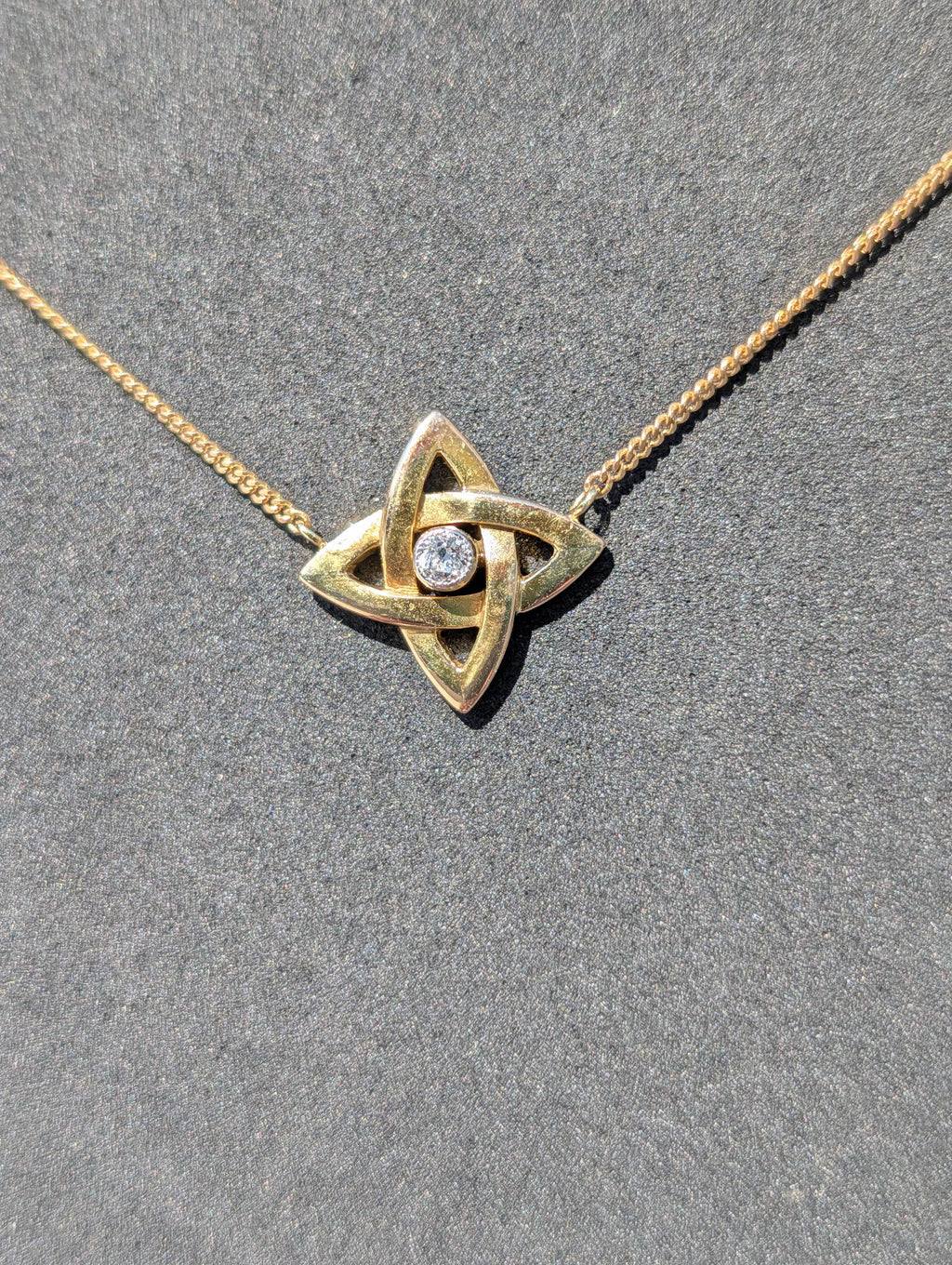 Floral Star Shape Diamond Pendant Necklace, Solid Hallmarked 18k Gold, 0.07 ct Diamond, 54.5 cm Chain Fine Jewelry Gift Necklace