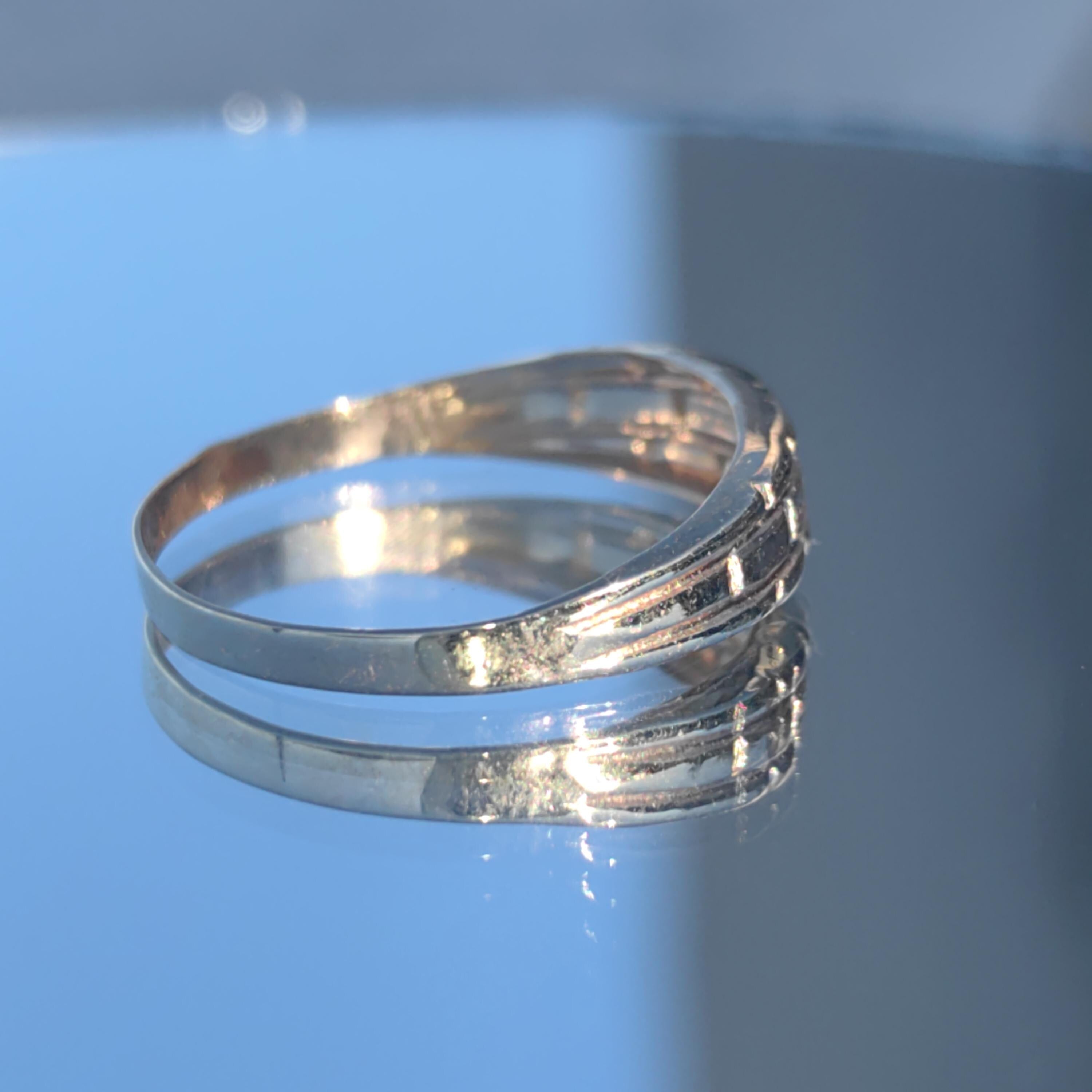 Dainty 14k Solid Yellow Rose Gold Small Elegant Stackable Ring Floral Geometric Vintage Band Gift for Her Present Wedding band