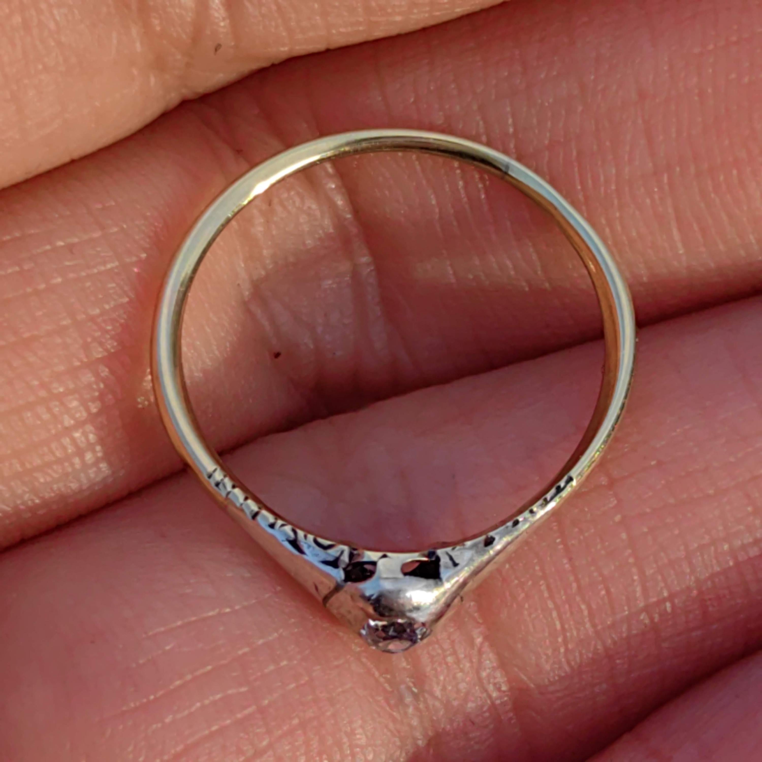 Antique Solitaire Diamond Ring 14k Gold Art Nouveau 1900s Engagement Wedding Vintage Elegant Dainty Ring Gift for Her Present Silver Setting