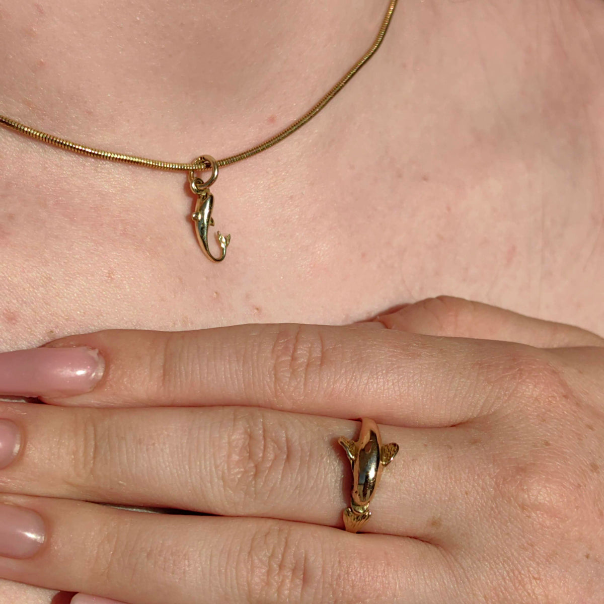 Vintage 14k Hallmarked Solid Yellow Gold Fish Charm Pendant Sea Ocean Nautical Style Retro Antique Necklace Bracelet Charm Gift for Her