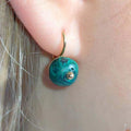 Antique 14k Gold Malachite Earrings: Art Nouveau Sleepers