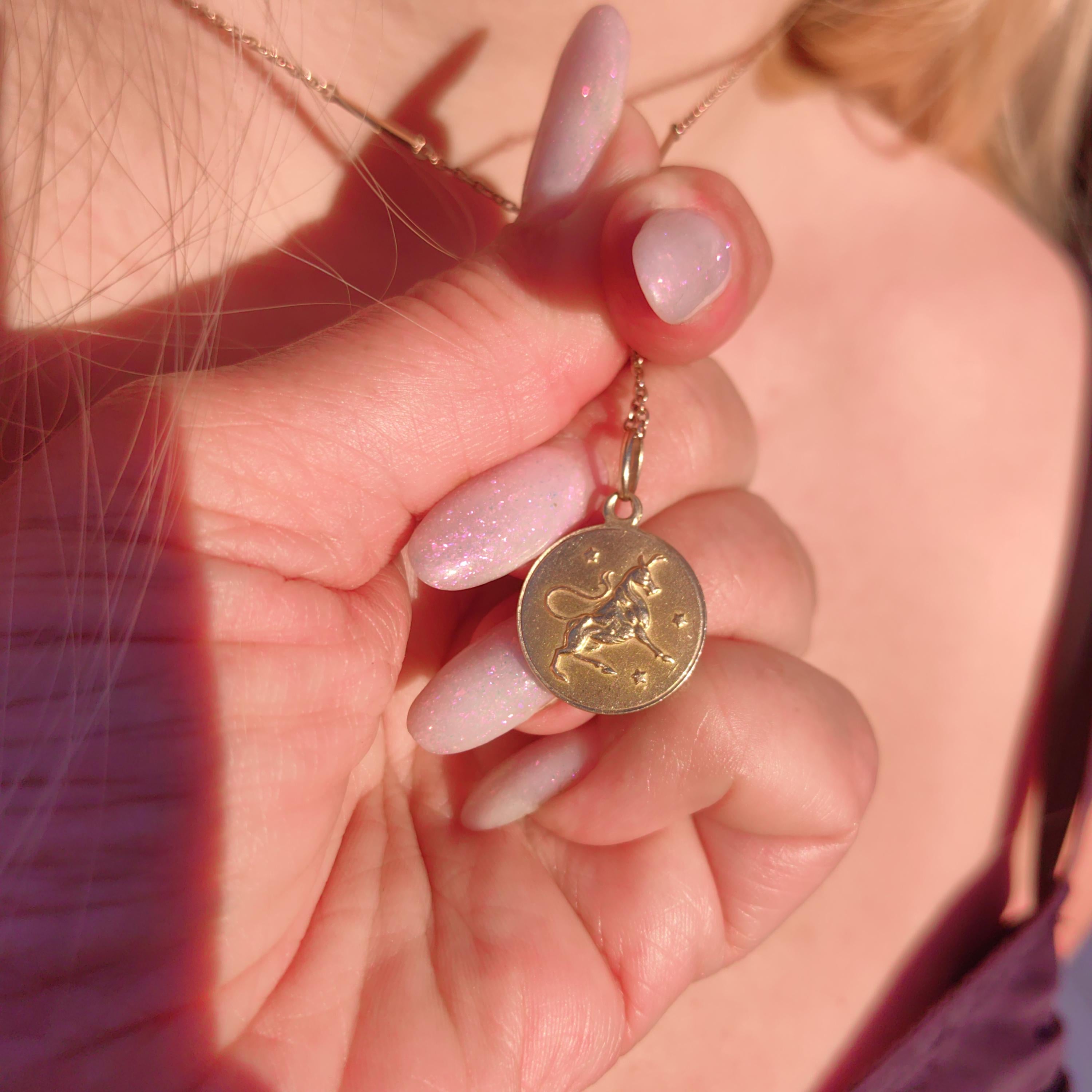 Vintage 14k Yellow Gold Taurus Pendant: Antique Zodiac Charm