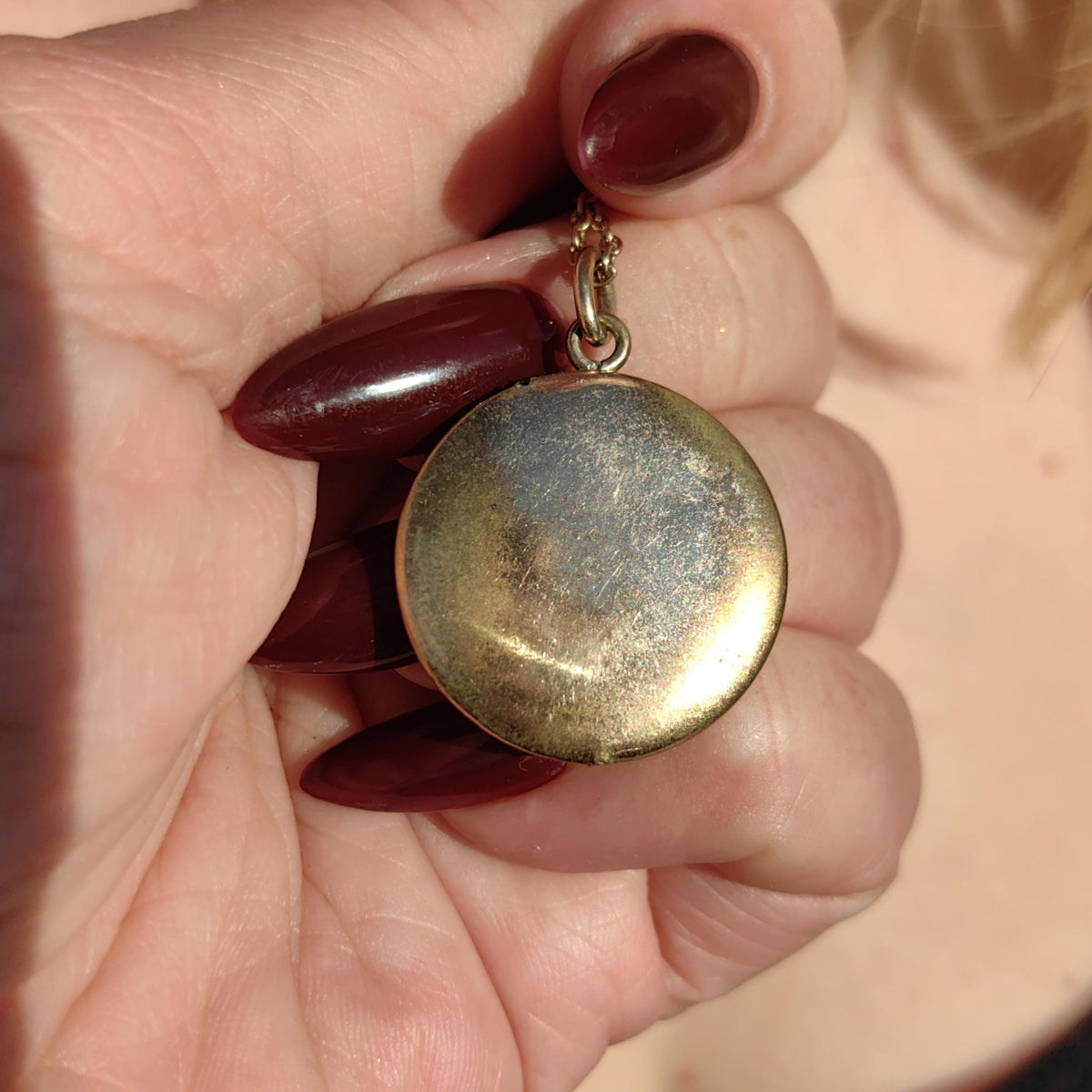 Art Nouveau 1900s Gold Plated Metal Floral Paste Stone Pendant Locket Necklace Pendant Picture Holder Gift present for Her Handmade