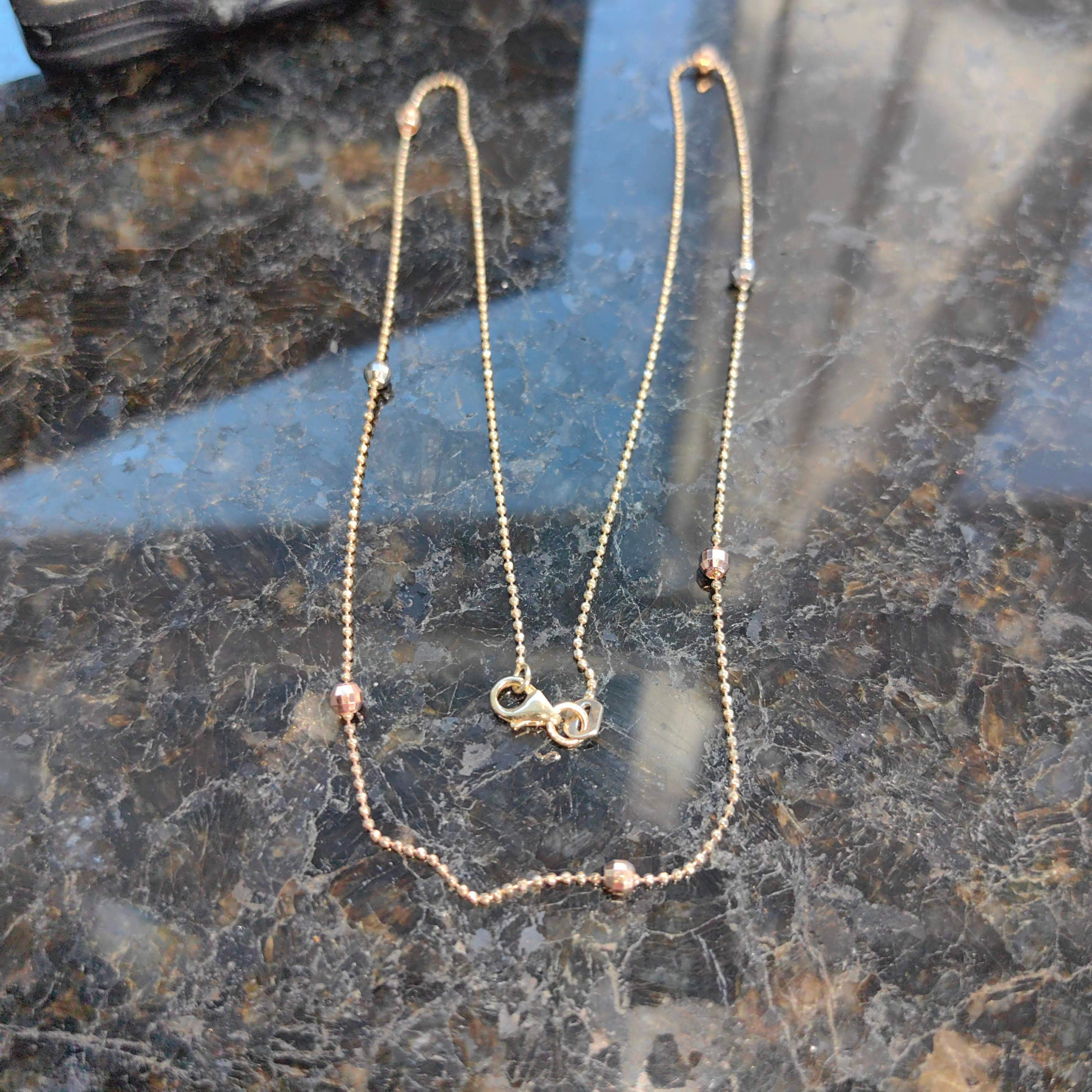 Vintage 10k Gold 42 cm Beaded Chain